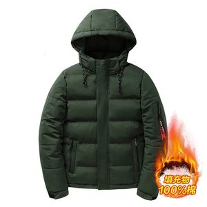 Heren down parkas winter warme dikke mannen winddichte bovenkleding bovenkleding caponpadded jas bommenwerper ritssluiting zwart blauwe kleding 231023