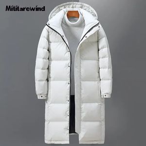 Parkas pour hommes hiver veste de canard blanc hommes et femmes mode coréenne couleur unie manteau à capuche coupe-vent épais chaud longue tenue de couple 231012