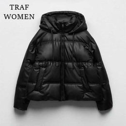 Parkas pour hommes vestes pour femmes 30446225800 veste rembourrée courte à capuche en simili cuir automne et hiver nouvelles vestes rembourrées manteaux femme Chic hauts J231010