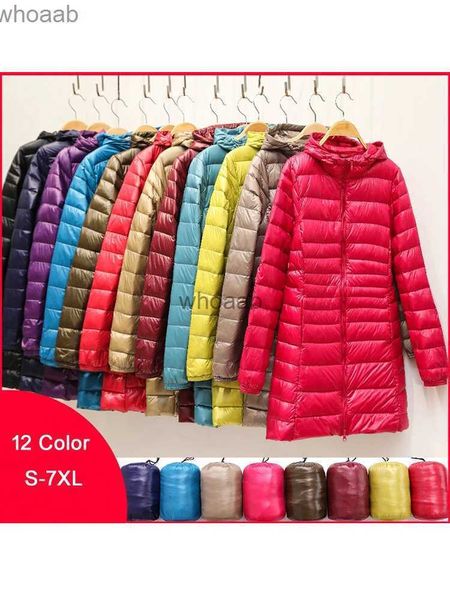 Parkas de plumón para hombre Chaquetas de pato para mujer Otoño Invierno Abrigo con capucha ultraligero para mujer Abrigo acolchado largo portátil 5XL 6XL 7XL 220916 HKD230911