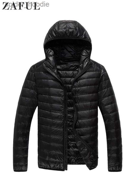 Men's Down Parkas ZAFUL doudoune pour hommes solide fermeture éclair manteaux chauds matelassé à capuche doudoune hiver Streetwear Parkas basique unisexe vêtements d'extérieur nouveau L230926