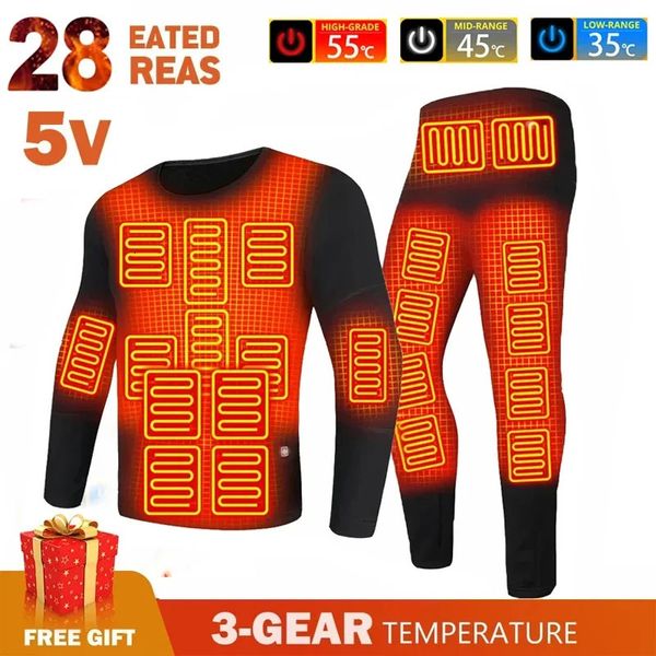 Parkas pour hommes Zone 28 chauffé hiver homme costume chauffant sous-vêtements moto USB électrique alimenté chauffage thermique pantalon de moto hommes ski 231127