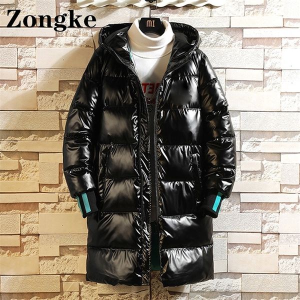 Parkas en duvet pour hommes Zongke Bright Hooded Winter Parka Jacket Men Black Hooded Long Winter Coat Men Winter Parka 5XL Arrivals 220909