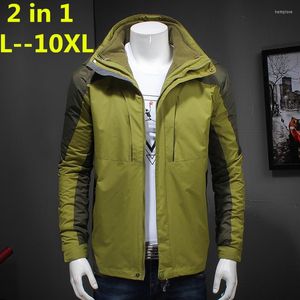 Hommes vers le bas Plus 10XL 8XL 6XL 5XL marque vêtements Style hiver robe hommes coupe-vent vestes et manteaux 3 en 1 doublure chapeau détachable