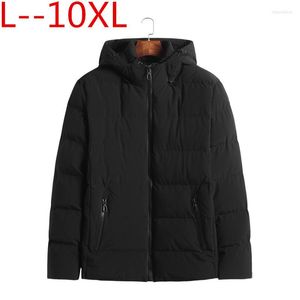 Chaqueta de invierno de plumón para hombre Plus 10XL 8XL 6XL, abrigo cálido para hombre, prendas de vestir acolchadas de algodón, abrigos para hombre, chaquetas con cuello con capucha, ropa delgada, Parkas gruesas