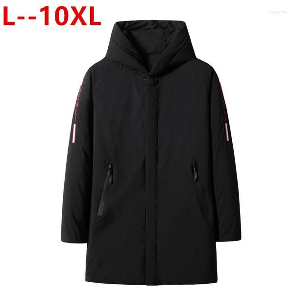 Chaqueta acolchada de algodón larga de invierno para hombre de talla grande 10XL 8XL 6XL 5XL abrigo para hombre Parka negra con capucha gruesa acolchada