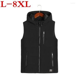 Hommes vers le bas grande taille 8XL 7XL hommes Veste sans manches hiver chaud Veste Homme loisirs fermeture éclair à capuche mâle mode gilet Chaleco Hombre