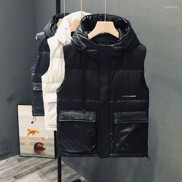 Hommes vers le bas poches jeunesse Cargo gilet mode hommes décontracté sans manches veste à capuche Style coréen automne hiver vêtements d'extérieur