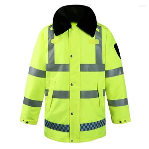 Men's Down Reflective Coat Men High Visibilidad Chaqueta impermeable Hi Vis Construcción de seguridad de ropa de trabajo de invierno