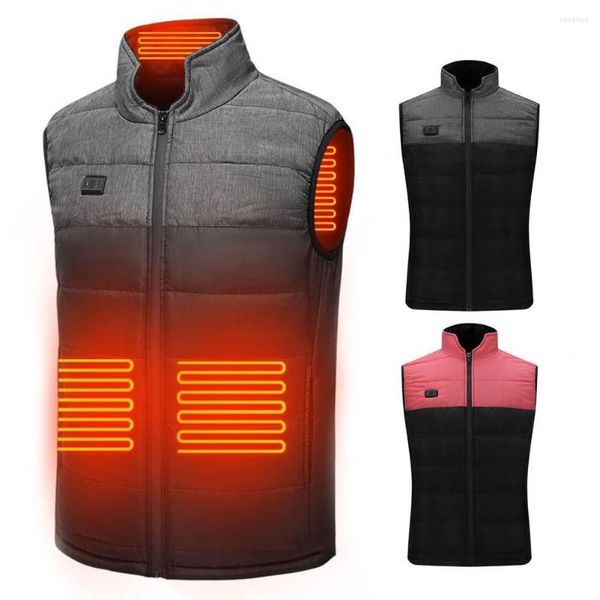 Chaleco de plumón sin mangas con cuello levantado para hombre, chaleco Unisex con calefacción por USB, doble interruptor cálido, 4 zonas de calefacción, ropa térmica de invierno