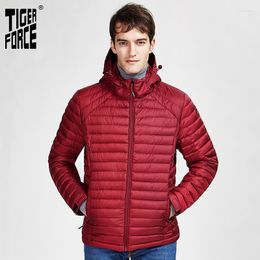 Heren Down Tiger Force 2023 Casual Men Spring herfst Jacket High Fashion Hidden Hood Kleding Mannelijk Outerwear Zippers Parkas 50628