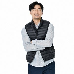 Gilet en duvet pour hommes 2023 Nouveau printemps et automne Vestes bouffantes à manches pour hommes Manteaux en duvet compressibles légers et résistants à l'eau pour hommes w8La #