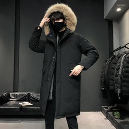 Veste en duvet de canard blanc pour homme, manteau épais, chaud, mi-long, à grand col poilu, pour Couple, hiver 2023