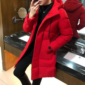 Manteau d'hiver en duvet pour hommes vêtements en coton Version coréenne de la veste rembourrée chaude épaissie de longueur moyenne à capuche