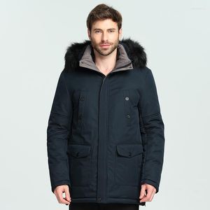 Manteau d'hiver en duvet pour hommes à manches longues pour hommes Parka veste pardessus coupe masculine col en fourrure capuche hommes couleur unie taille M-3XL