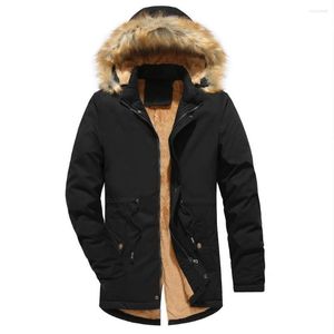 Heren down winter capuchon warme jas katoen parka's bovenkleding mannelijk mode medium lange overjas dikke katoenen met katoen gevormde jas