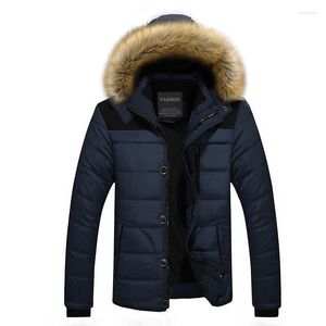 Veste d'hiver pour hommes hommes hommes 2023 coton vestes à capuche épaisses parka slim fit à manches longues cols de fourrure de fourrure