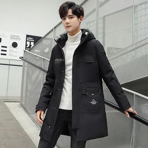 Heren down winter jas midden-lengte Koreaanse mode casual capuchon jas warm
