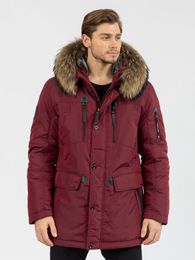 Heren down winter jas nortfolk dikke capuchon parka met natuurlijke bont kraag