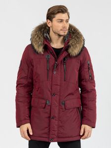 Chaqueta de invierno de plumón para hombre NORTFOLK Parka gruesa con capucha y cuello de piel natural