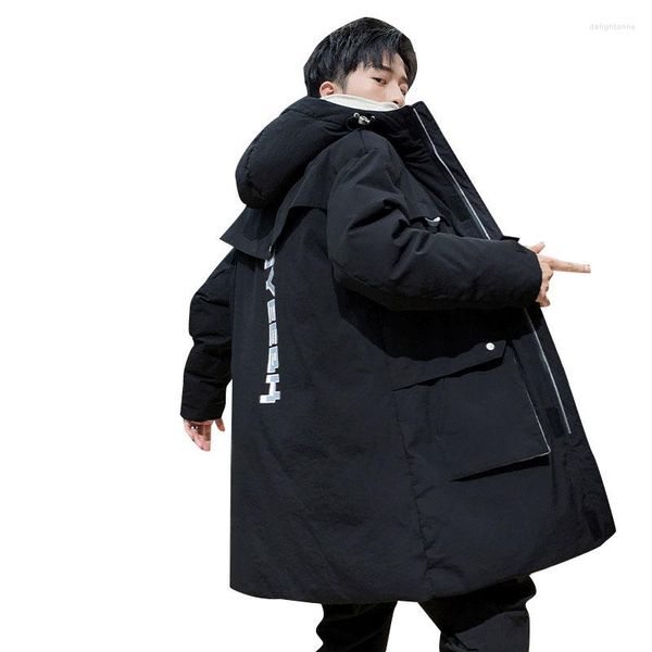 Daunen-Winterjacke für Herren im koreanischen Stil, stilvolle, mittellange, mit Baumwolle gefütterte Kleidung