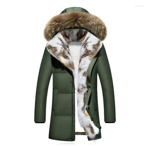 Hommes vers le bas hiver vestes hommes chaud col de fourrure mode blanc canard épaissir manteaux Parka haute qualité 5XL