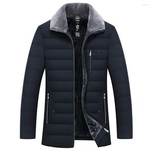 Heren down winter jassen dikke draai kraag parka mannen jassen casual warme fleece katoenen jas man met bont