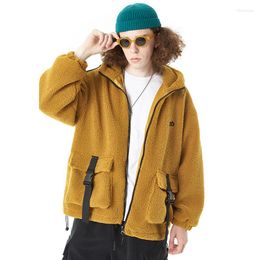 Heren down winter Japanse stijl originele lamsbels jas trend katoenen kleding korte vracht lint borduurwerk hoodies jas