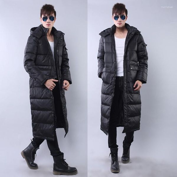 Hommes vers le bas hiver grande taille x-long Design épais hommes manteau mâle chapeau détachable grandes femmes vêtements d'extérieur S- 2XL 3XL veste Extra longue