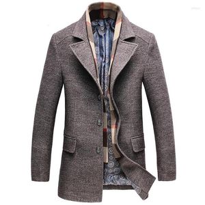 Trench-coat en laine d'hiver pour hommes Hommes Casual Business Long Épaissir Pardessus Casaco Homme Mode Coupe-Vent Avec Écharpe Manteaux 5XL Abrigos