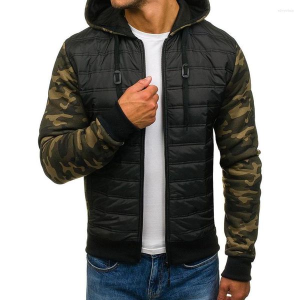 Chaqueta de invierno ZOGAA para hombre, chaqueta de invierno de talla grande de camuflaje de manga larga de retazos con cremallera, abrigo con capucha, Parka informal de alta calidad 2023