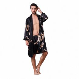Mannen Slepen Gedrukt Gewaad Shorts Tweedelige Set Mannelijke Badjas Gown Kimo Nachtkleding Oversized 5XL Nachtkleding Nachtjapon Pak w0oB #