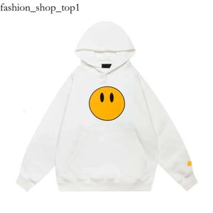 Sweat à capuche pour hommes jaune Smiley Draw House Face Letters Sweat-shirt imprimé Femme Coton Tendance Manches longues High Street Draw Sweat à capuche 947