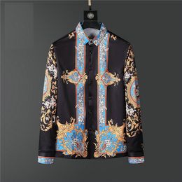 Chemise habillée pour hommes de luxe Slim T-shirt en soie à manches longues vêtements d'affaires décontractés marque à carreaux 17 couleurs M-4XL BURR055