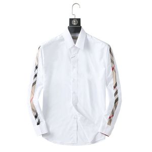 Camisa de vestir para hombre Camiseta de seda delgada de lujo Manga larga Ropa de negocios informal marca a cuadros 17 colores M-4XL BURR81