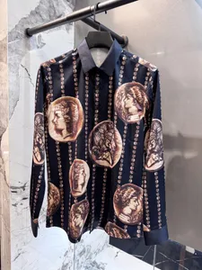Heren Overhemd Slim Fit Flex Kraag Stretch Print Merkkleding Heren Overhemden met lange mouwen Hip Hop Stijl Kwaliteit Katoen Tops Zwart Wit 16218