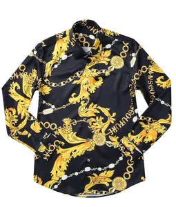Chemise habillée pour hommes coupe ajustée col flexible Stretch pinte marque vêtements hommes chemises habillées à manches longues Style Hip Hop qualité couverture en coton noir blanc 16179