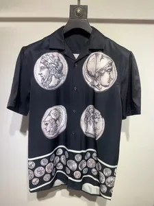 Heren Overhemd Slim Fit Flex Kraag Stretch Print Merkkleding Heren Overhemden met korte mouwen Hip Hop Stijl Kwaliteit Katoen Tops Zwart Wit 16232