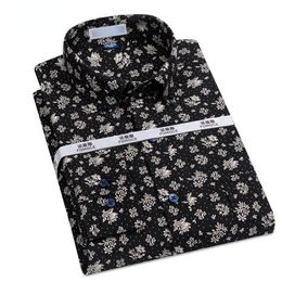 Heren Overhemden 100 Katoen Bloemen Lange Mouw Voor Mannen Oxford Koreaanse Kleding Casual Mannelijke Mode Kleding 230921