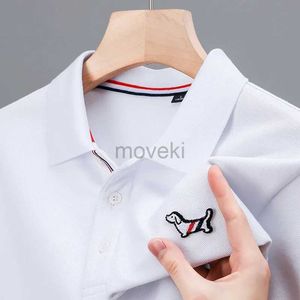 Heren-jurts 100%katoenen luxe merk Mens Polo Shirt 2024Summer Rapel Dog Borduurde korte mouwen T-shirt Split Koreaanse heren Slijtage D240427