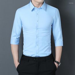 Camisas de vestir para hombres 2023 Camisa informal Tendencia de moda Versión coreana Slim Handsome Color sólido Banquete de negocios Boda -M-5XL