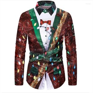 Chemises habillées pour hommes 2023 cadeau de Noël chemise costume modèle impression 3D rue à manches longues bouton revers vêtements design de mode 6XL