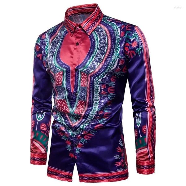 Camisas de vestir para hombres 2023 Camisa floral Moda Tendencia Tela Impresión suave y cómoda Diseño único Manga larga Polo Cuello