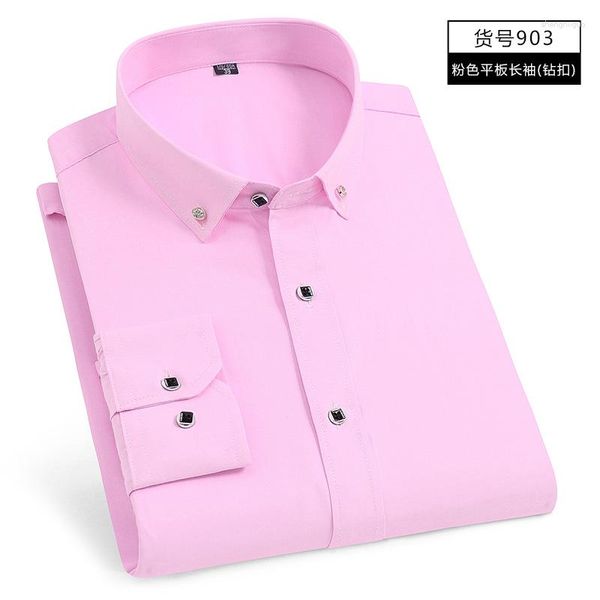 Camisas de vestir para hombres 2023 Collar de gemelos largos Camisa de color puro de negocios Slim Fit Casual