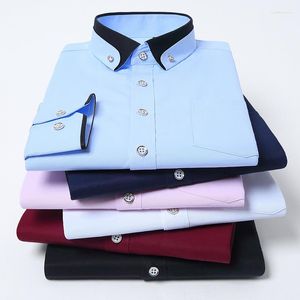 Heren DRAAD SHIRTS 2023 Heren Autumn Color Matching Collar Stretch Stretch String Shirt Business Casual en Comfortable Non Ironming