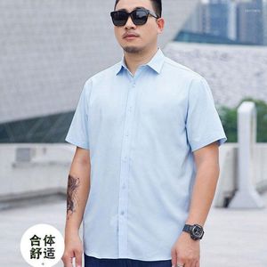 Chemises habillées pour hommes 2023 mode d'été à manches courtes chemise ample couleur unie blanc homme affaires Blouses décontractées I163