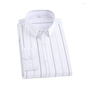 Heren Overhemden 2023 Heren Boutique Bamboevezel Lange mouwen Gestreept overhemd Zwart / Wit Blauw Zakelijk Bruiloft Revers Top