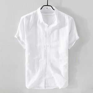 Chemises habillées pour hommes 2023 chemise à manches courtes en lin de coton d'été pour hommes chemise décontractée en lin pour jeunes P230427