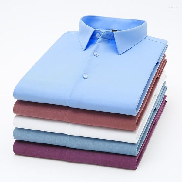 Chemises habillées pour hommes 2023 Non-fer professionnel microfibre décontracté couleur Pure chemise à manches longues pour hommes blanc Slim Fit vêtements tendance