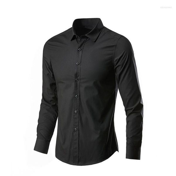 Camisas de vestir para hombres 2023 Camisa blanca de manga larga Versión coreana Guapo Gris oscuro Profesional Negocio Formal Top negro